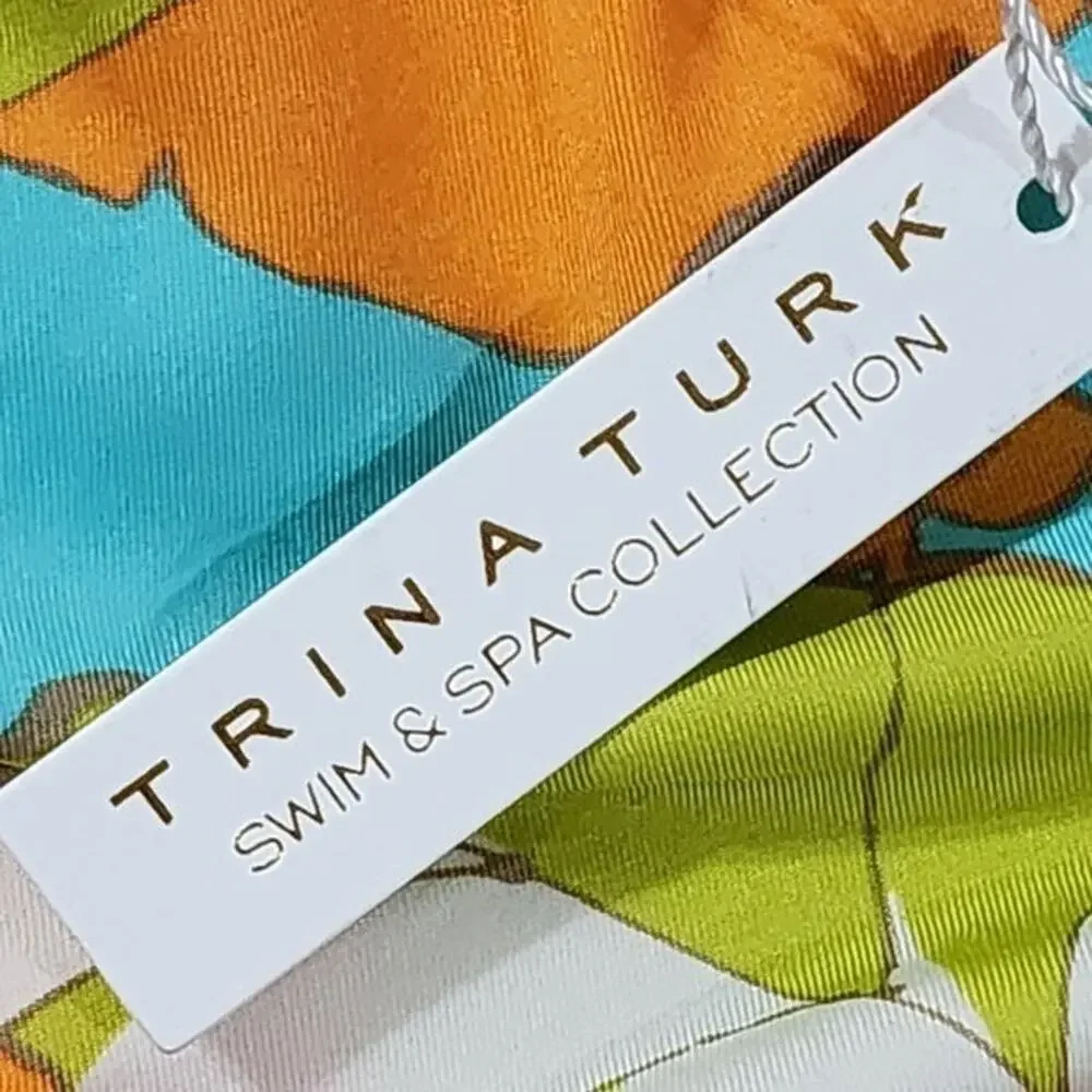 Trina Turk orange and pink 60s 70s PLAYA DE FLOR SWIM TUNIC size medium new!!!